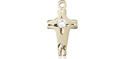 [2527KT-STN4] 14kt Gold Cross Medal with a 3mm Crystal Swarovski stone