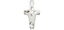 [2527SS-STN4] Sterling Silver Cross Medal with a 3mm Crystal Swarovski stone