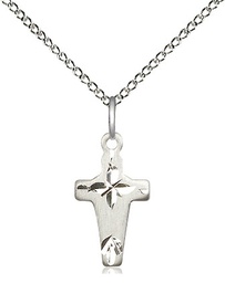 [2527SS/18SS] Sterling Silver Cross Pendant on a 18 inch Sterling Silver Light Curb chain