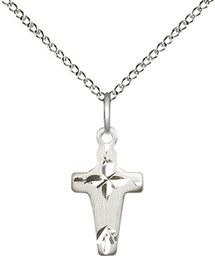 [2527SS/18SS] Sterling Silver Cross Pendant on a 18 inch Sterling Silver Light Curb chain