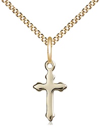 [2528GF/18G] 14kt Gold Filled Cross Pendant on a 18 inch Gold Plate Light Curb chain