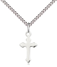 [2528SS/18S] Sterling Silver Cross Pendant on a 18 inch Light Rhodium Light Curb chain