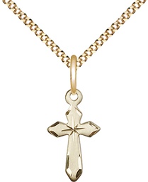 [2529GF/18G] 14kt Gold Filled Cross Pendant on a 18 inch Gold Plate Light Curb chain