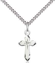 [2529SS/18S] Sterling Silver Cross Pendant on a 18 inch Light Rhodium Light Curb chain