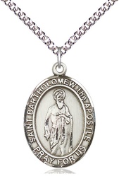 [7238SS/24SS] Sterling Silver Saint Bartholomew the Apostle Pendant on a 24 inch Sterling Silver Heavy Curb chain