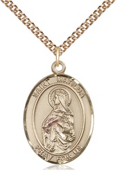 [7239GF/24GF] 14kt Gold Filled Saint Matilda Pendant on a 24 inch Gold Filled Heavy Curb chain