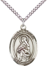 [7239SS/24SS] Sterling Silver Saint Matilda Pendant on a 24 inch Sterling Silver Heavy Curb chain
