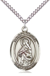 [7239SS/24SS] Sterling Silver Saint Matilda Pendant on a 24 inch Sterling Silver Heavy Curb chain