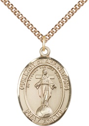 [7242GF/24GF] 14kt Gold Filled Our Lady of All Nations Pendant on a 24 inch Gold Filled Heavy Curb chain