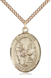 [7244GF/24GF] 14kt Gold Filled Saint Zita Pendant on a 24 inch Gold Filled Heavy Curb chain