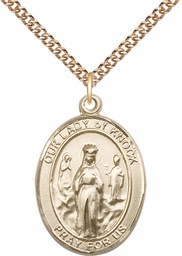 [7246GF/24GF] 14kt Gold Filled Our Lady of Knock Pendant on a 24 inch Gold Filled Heavy Curb chain