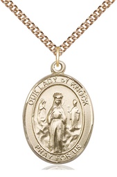 [7246GF/24GF] 14kt Gold Filled Our Lady of Knock Pendant on a 24 inch Gold Filled Heavy Curb chain