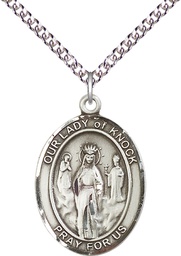 [7246SS/24SS] Sterling Silver Our Lady of Knock Pendant on a 24 inch Sterling Silver Heavy Curb chain