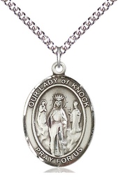 [7246SS/24SS] Sterling Silver Our Lady of Knock Pendant on a 24 inch Sterling Silver Heavy Curb chain