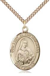 [7247GF/24GF] 14kt Gold Filled Our Lady of the Railroad Pendant on a 24 inch Gold Filled Heavy Curb chain