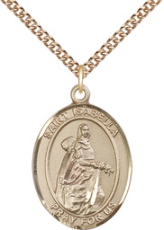 [7250GF/24GF] 14kt Gold Filled Saint Isabella of Portugal Pendant on a 24 inch Gold Filled Heavy Curb chain