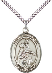 [7250SS/24SS] Sterling Silver Saint Isabella of Portugal Pendant on a 24 inch Sterling Silver Heavy Curb chain