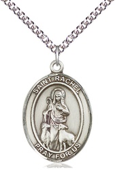 [7251SS/24SS] Sterling Silver Saint Rachel Pendant on a 24 inch Sterling Silver Heavy Curb chain