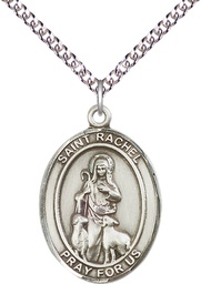 [7251SS/24SS] Sterling Silver Saint Rachel Pendant on a 24 inch Sterling Silver Heavy Curb chain
