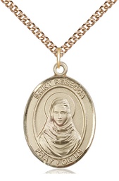 [7252GF/24GF] 14kt Gold Filled Saint Rebecca Pendant on a 24 inch Gold Filled Heavy Curb chain