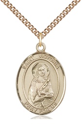 [7253GF/24GF] 14kt Gold Filled Saint Victoria Pendant on a 24 inch Gold Filled Heavy Curb chain