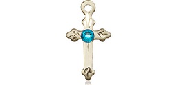 [2531GF-STN12] 14kt Gold Filled Cross Medal with a 3mm Zircon Swarovski stone