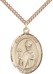 [7256GF/24GF] 14kt Gold Filled Saint Austin Pendant on a 24 inch Gold Filled Heavy Curb chain