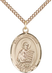 [7257GF/24GF] 14kt Gold Filled Saint Christian Demosthenes Pendant on a 24 inch Gold Filled Heavy Curb chain