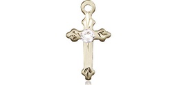 [2531GF-STN4] 14kt Gold Filled Cross Medal with a 3mm Crystal Swarovski stone