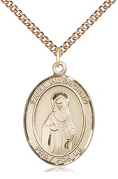 [7260GF/24GF] 14kt Gold Filled Saint Hildegard von Bingen Pendant on a 24 inch Gold Filled Heavy Curb chain