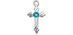 [2531SS-STN12] Sterling Silver Cross Medal with a 3mm Zircon Swarovski stone