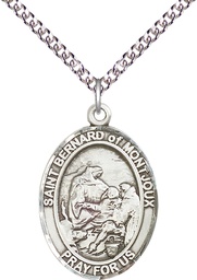 [7264SS/24SS] Sterling Silver Saint Bernard of Montjoux Pendant on a 24 inch Sterling Silver Heavy Curb chain