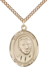 [7266GF/24GF] 14kt Gold Filled Saint Eugene de Mazenod Pendant on a 24 inch Gold Filled Heavy Curb chain