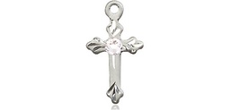 [2531SS-STN4] Sterling Silver Cross Medal with a 3mm Crystal Swarovski stone