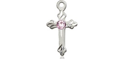 [2531SS-STN6] Sterling Silver Cross Medal with a 3mm Light Amethyst Swarovski stone