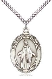 [7269SS/24SS] Sterling Silver Our Lady of Africa Pendant on a 24 inch Sterling Silver Heavy Curb chain