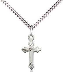 [2531SS/18S] Sterling Silver Cross Pendant on a 18 inch Light Rhodium Light Curb chain