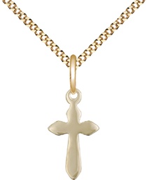 [2532GF/18G] 14kt Gold Filled Cross Pendant on a 18 inch Gold Plate Light Curb chain