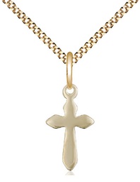 [2532GF/18G] 14kt Gold Filled Cross Pendant on a 18 inch Gold Plate Light Curb chain