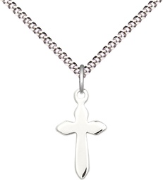 [2532SS/18S] Sterling Silver Cross Pendant on a 18 inch Light Rhodium Light Curb chain