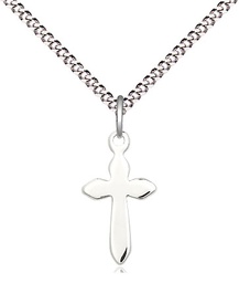 [2532SS/18S] Sterling Silver Cross Pendant on a 18 inch Light Rhodium Light Curb chain