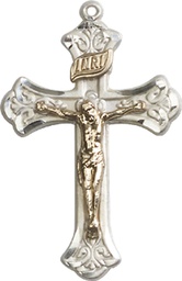 [2622GF/SSY] Two-Tone GF/SS Crucifix Medal - With Box