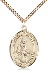 [7274GF/24GF] 14kt Gold Filled Saint Remigius of Reims Pendant on a 24 inch Gold Filled Heavy Curb chain