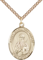 [7275GF/24GF] 14kt Gold Filled Saint Basil the Great Pendant on a 24 inch Gold Filled Heavy Curb chain