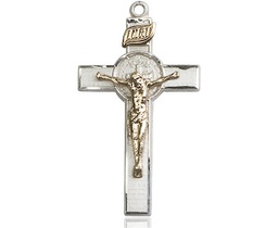 [2625GF/SS] Two-Tone GF/SS Saint Benedict Crucifix Medal
