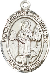 [7276SS] Sterling Silver Saint Isidore the Farmer Medal