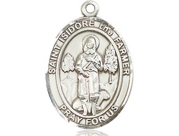 [7276SS] Sterling Silver Saint Isidore the Farmer Medal