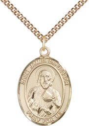 [7277GF/24GF] 14kt Gold Filled Saint James the Lesser Pendant on a 24 inch Gold Filled Heavy Curb chain