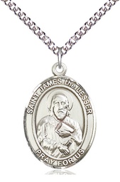 [7277SS/24SS] Sterling Silver Saint James the Lesser Pendant on a 24 inch Sterling Silver Heavy Curb chain