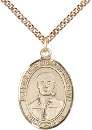 [7278GF/24GF] 14kt Gold Filled Blessed Pier Giorgio Frassati Pendant on a 24 inch Gold Filled Heavy Curb chain